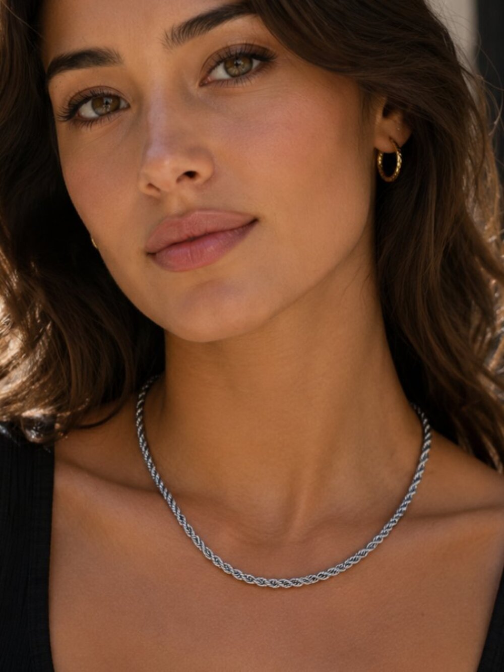 14K White Gold Plated Twisted Rope Necklace 18-20" NWT $65 MSRP